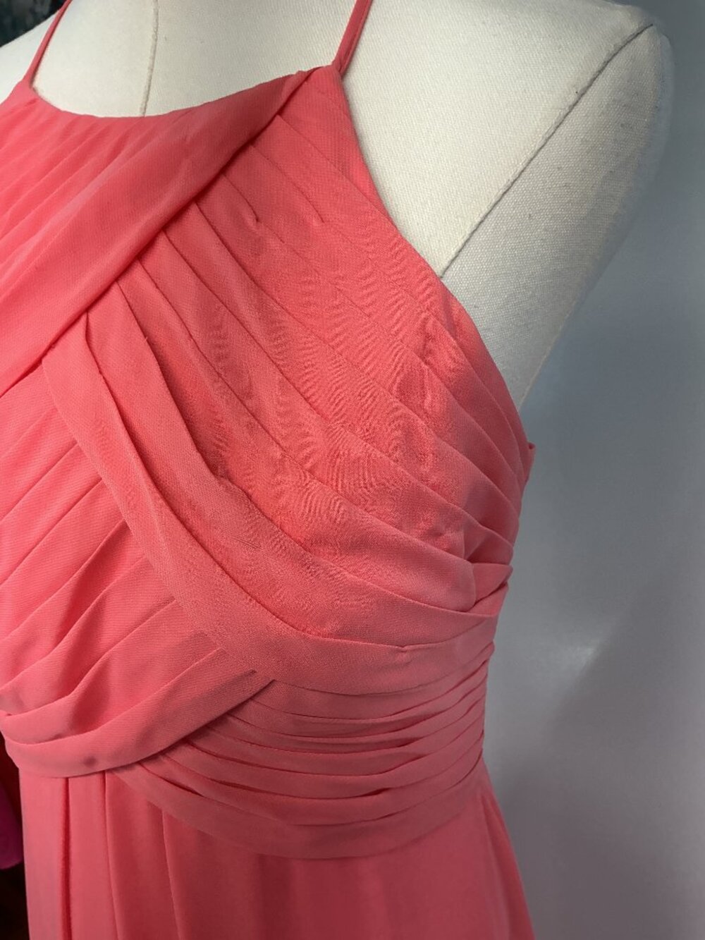 Azazie Antique Rose Halter Chiffon Maxi Dress Pleated Bridesmaid Formal - Picture 6 of 14